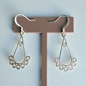 Silver Teardrop Dangle Earrings | Ornamental Loop Design | Boho Chic Handmade St